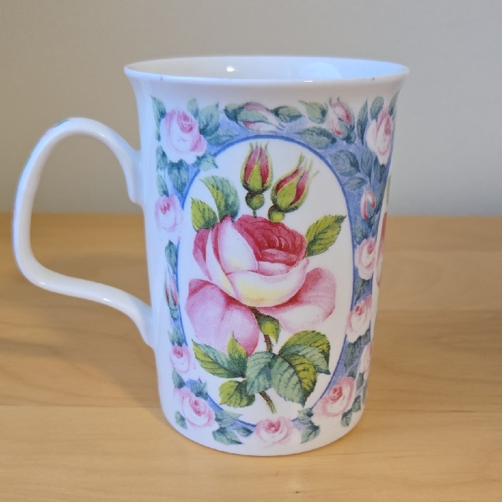 Roy kirkham Elegant Pink Roses Mug, Made In England 1994, Bone China